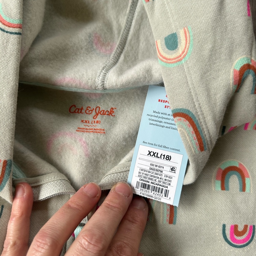 NWT 2 Cat & Jack Hooded ZipUp Sweatshirts in Gray and Green/Tan Size XXL (18) - Picture 8 of 8